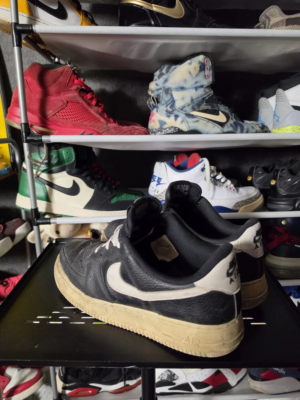 🔥 Nike Black Cream Air Force 1 Low Sneakers Men Size 10 Well Worn!